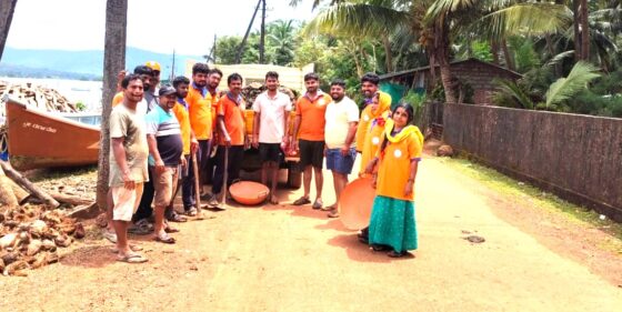 Heavy rain-damaged potholed road repaired by the Aghnashini Shaurya team